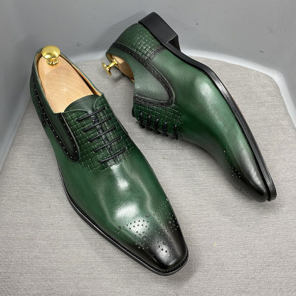 Men's Genuine Leather Business Brogue Oxford Shoes