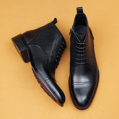 Men's Full-Grain Leather Zipper Slip-On Martens Ankle Boots