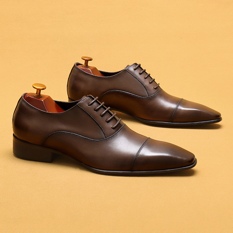 Men's Genuine Leather British-Style Business Formal Oxford Shoes