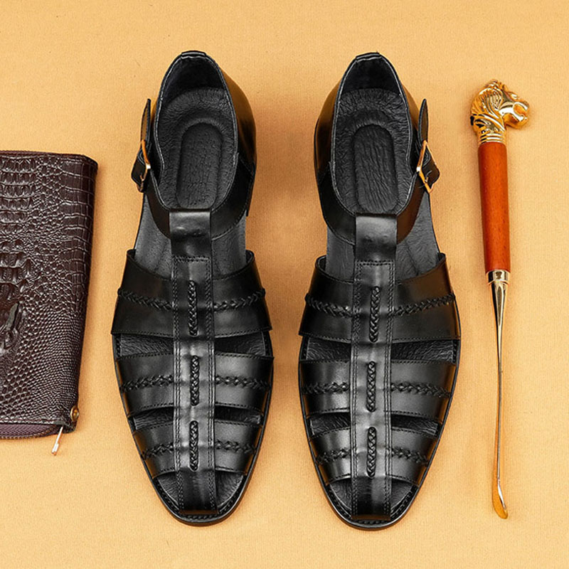 Men's Summer Genuine Leather Vintage Handwoven Roman Sandals