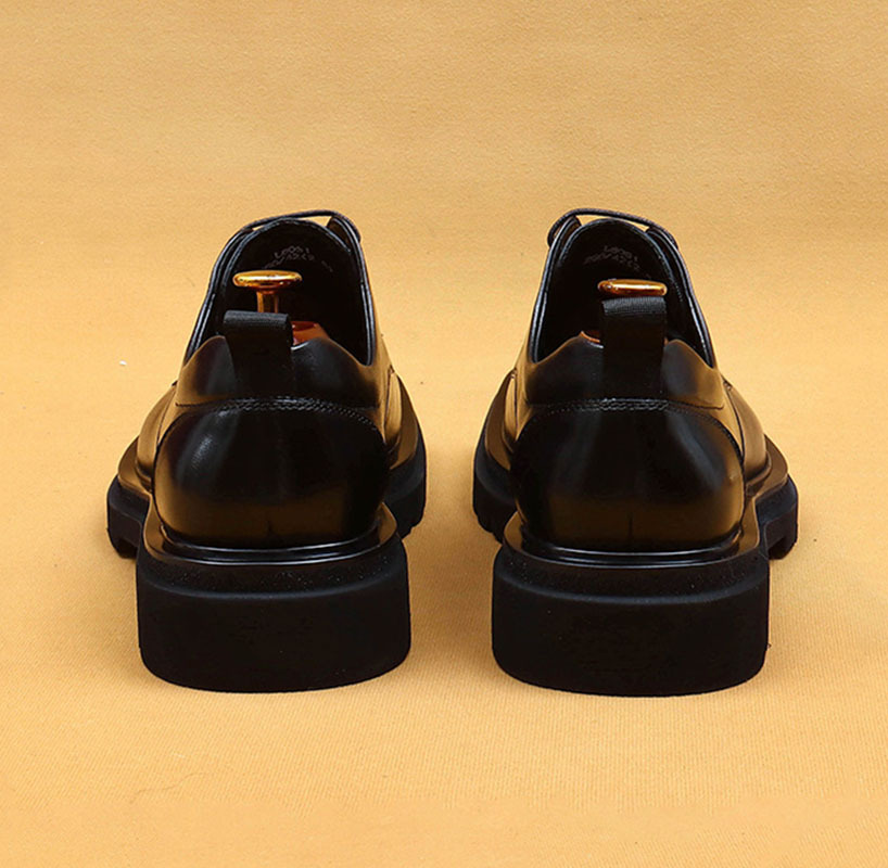 Men's Genuine Leather Square Toe Thick Sole Derby Shoes