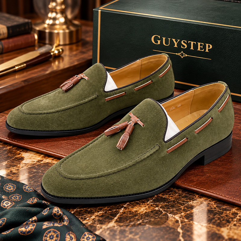 GUYSTEP™Men's stylish green tassel casual shoes