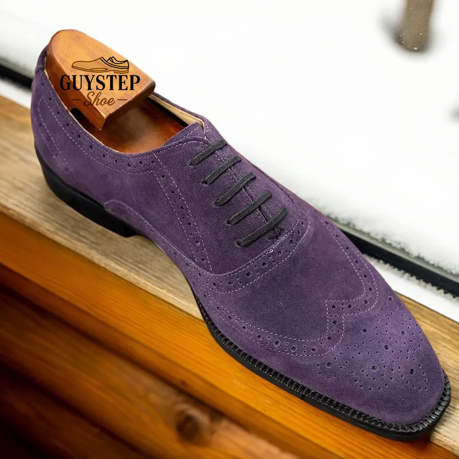 GUYSTEP™Men's pointed toe British formal business frosted lace-up casual leather shoes