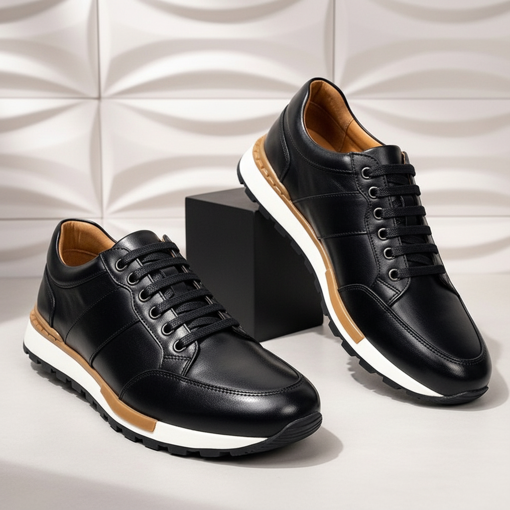 Men’s Premium Cowhide Leather Casual Sneakers – Multiple Colors