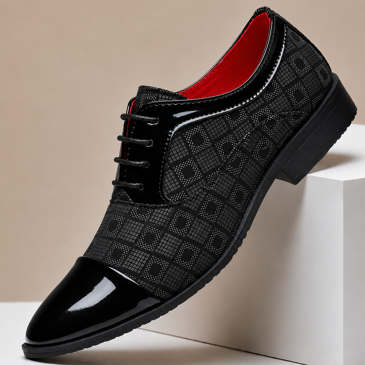 Men’s Plaid Lace-Up Dress Shoes