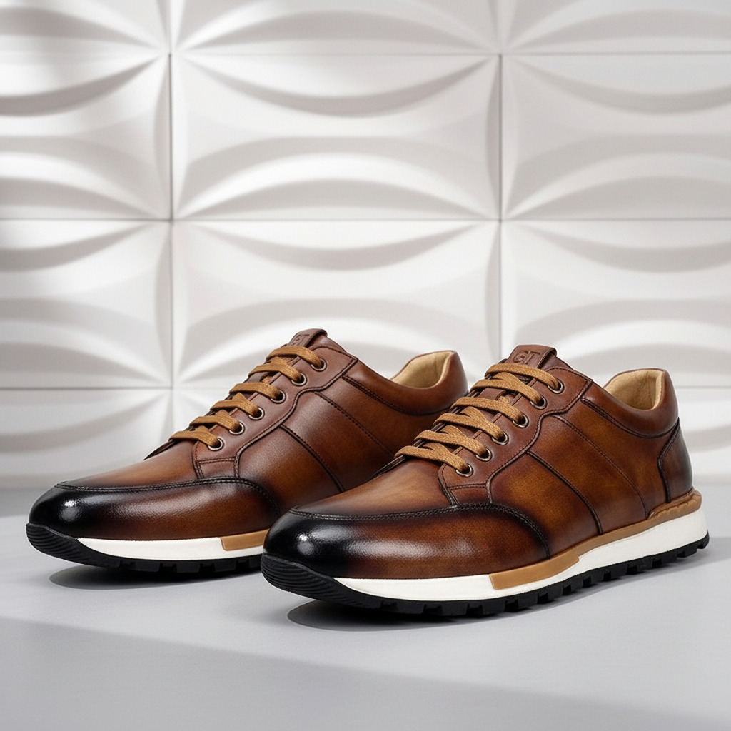 Men’s Premium Cowhide Leather Casual Sneakers – Multiple Colors