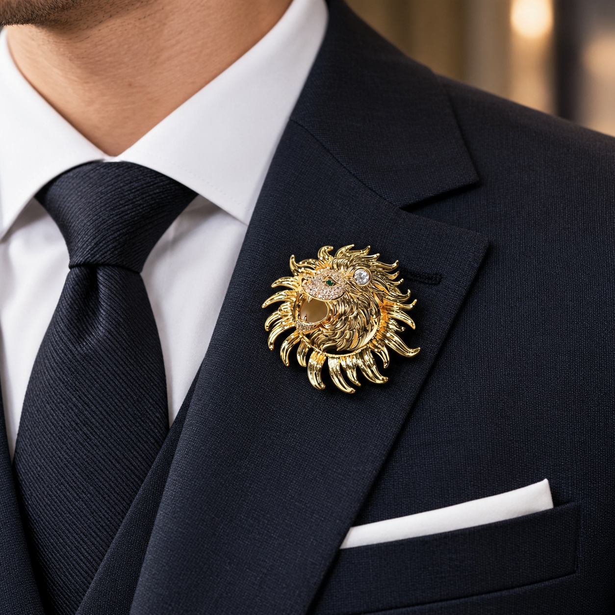 Bold Lion Magnetic Brooch