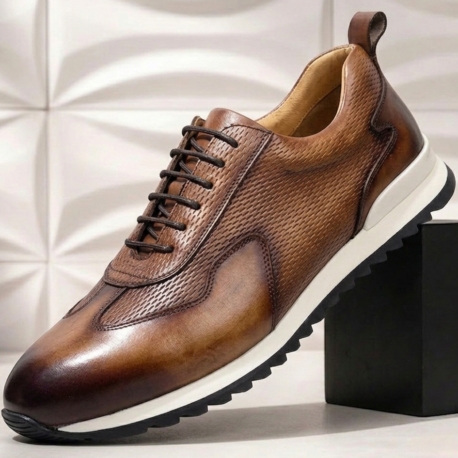 Men’s Premium Cowhide Leather Casual Sneakers – Multiple Colors