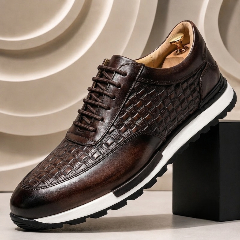 Men’s Premium Cowhide Leather Casual Sneakers – Multiple Colors
