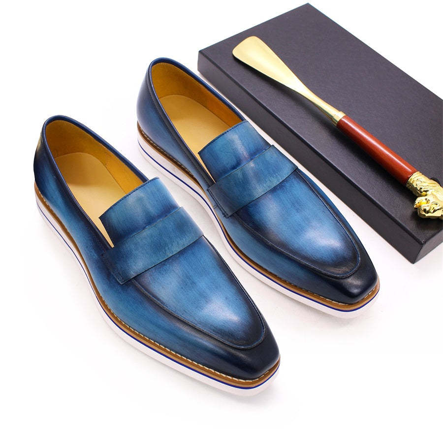 GUYSTEP-Italian Men Slip On Casual Dress Shoes Genuine Leather Monk Strap Business Suit Shoes