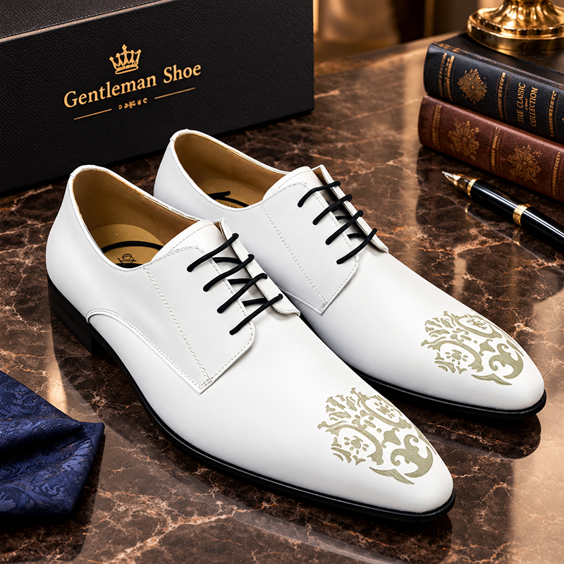 Men's Handmade Pointed-Toe Lace-Up Leather Casual Shoes