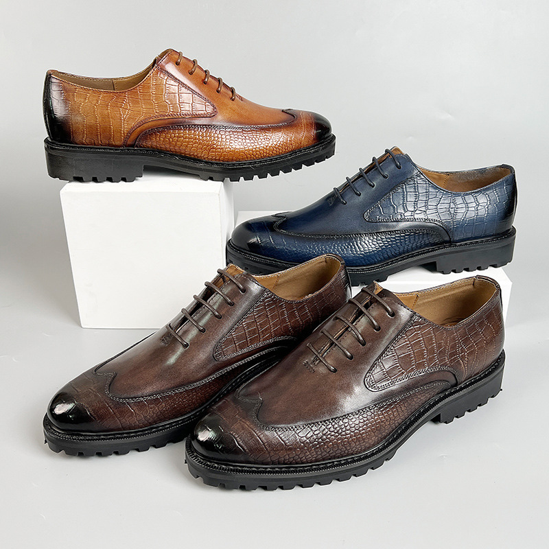 [Top layer of cowhide] High-end business leather shoes for men, British style genuine leather men's leather shoes, one-step handsome wedding shoes for men