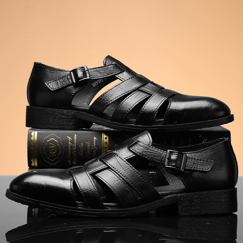 GUYSTEP™-Retro Crocodile Pattern Leather Sandals