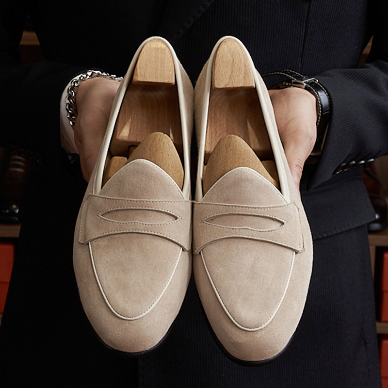 Summer Handmade Cashmere Leather Business Casual Men's Shoes
