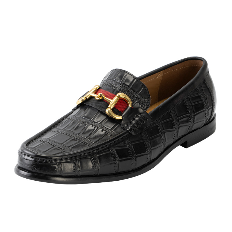 Spot wholesale crocodile leather men's leather shoes soft sole toe shoes casual shoes men's shoes flat heel round toe solid color low top