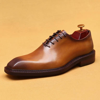 [Wholesale] Brown leather shoes for men, genuine leather, British high-end, polished color, business formal, wedding groom shoes