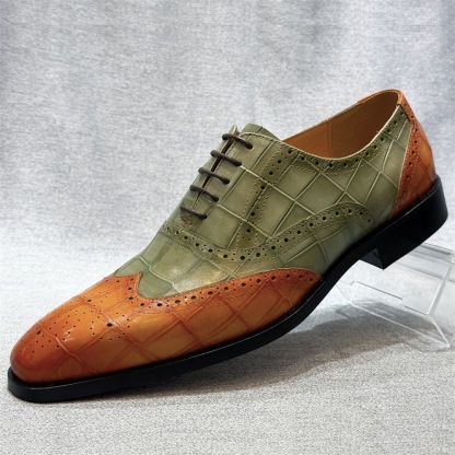 European fashion wedding shoes men's formal shoes first layer cowhide color matching lace-up Oxford shoes business office men's shoes