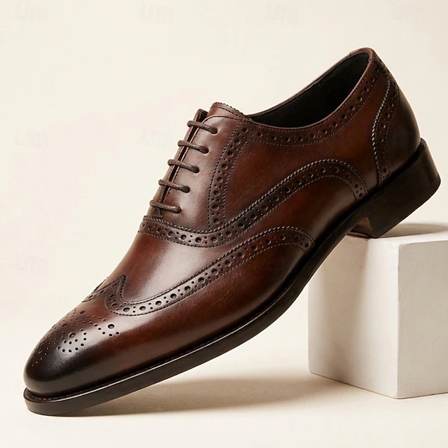 Men's British style brogue versatile casual leather shoes