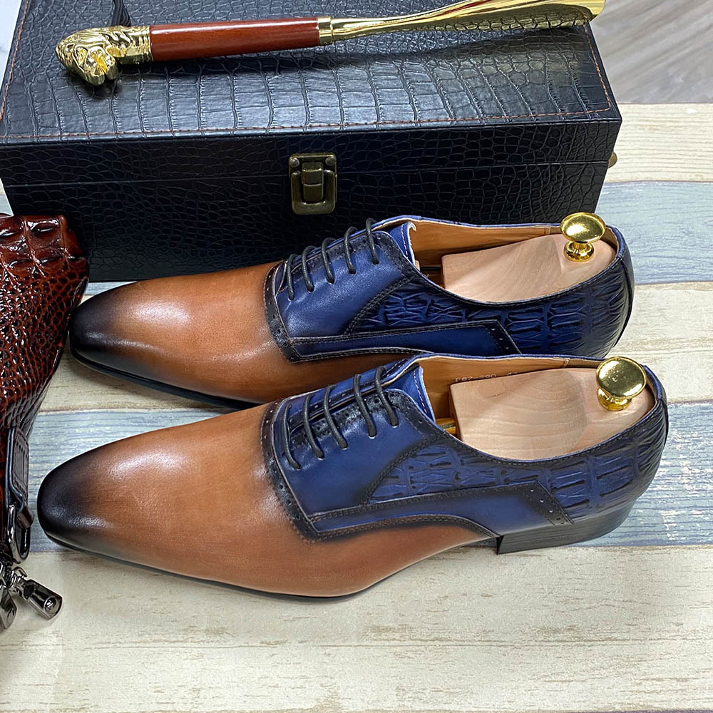 [Copy]Men's double buckle color matching genuine leather business casual shoes