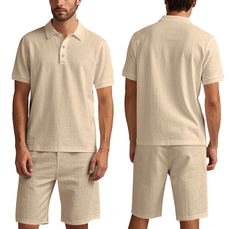 Men's Loose Linen Breathable Short-Sleeve and Shorts Set
