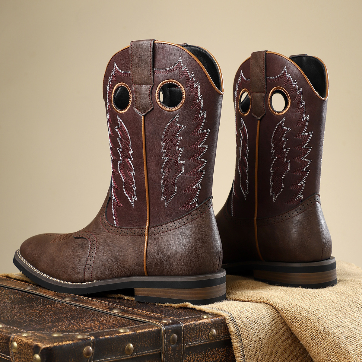 Classic Western Cowboy Boots Retro Embroidery Casual All-match Knight Boots