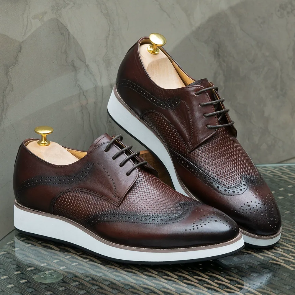 [Copy]GUYSTEP™Men's business casual shoes brown carved Oxford shoes