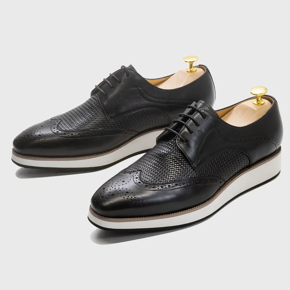 [Copy]GUYSTEP™Men's business casual shoes brown carved Oxford shoes