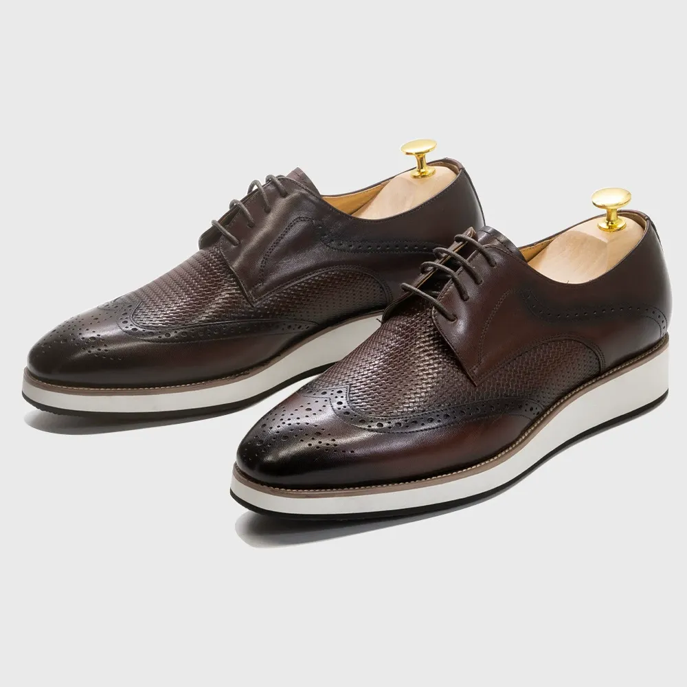 [Copy]GUYSTEP™Men's business casual shoes brown carved Oxford shoes