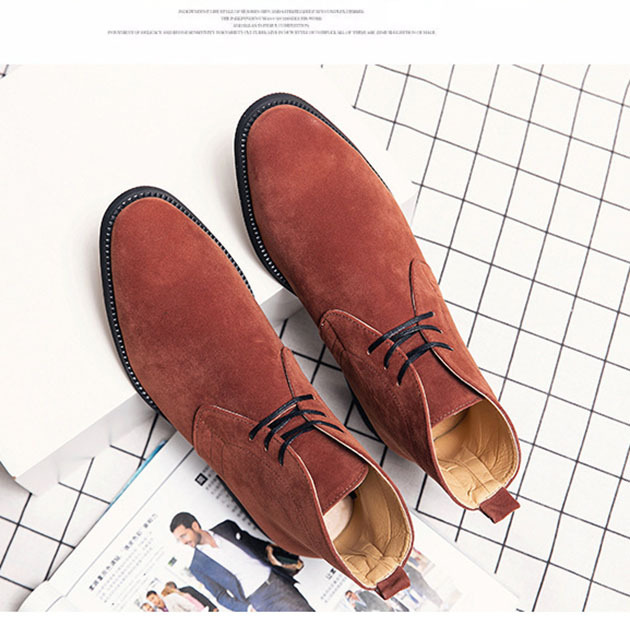 Large size casual mid-cut lace-up boots-