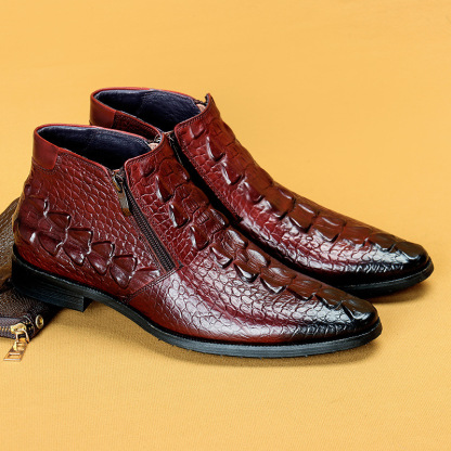 [Copy]Men's top layer cowhide color matching lace-up Oxford shoes