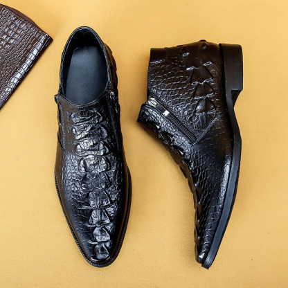 [Copy]Men's top layer cowhide color matching lace-up Oxford shoes