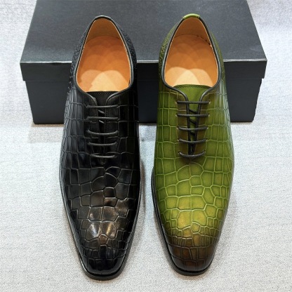 Fashionable Crocodile Pattern Low-top Business Lace-up Oxford Shoes