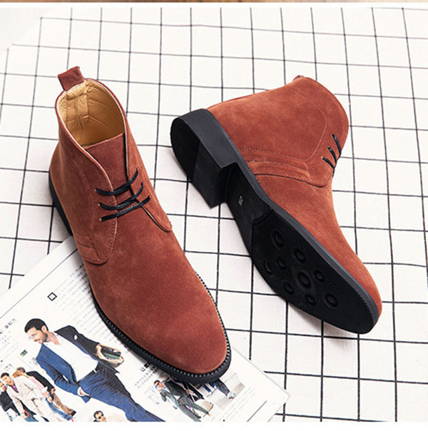 Large size casual mid-cut lace-up boots-