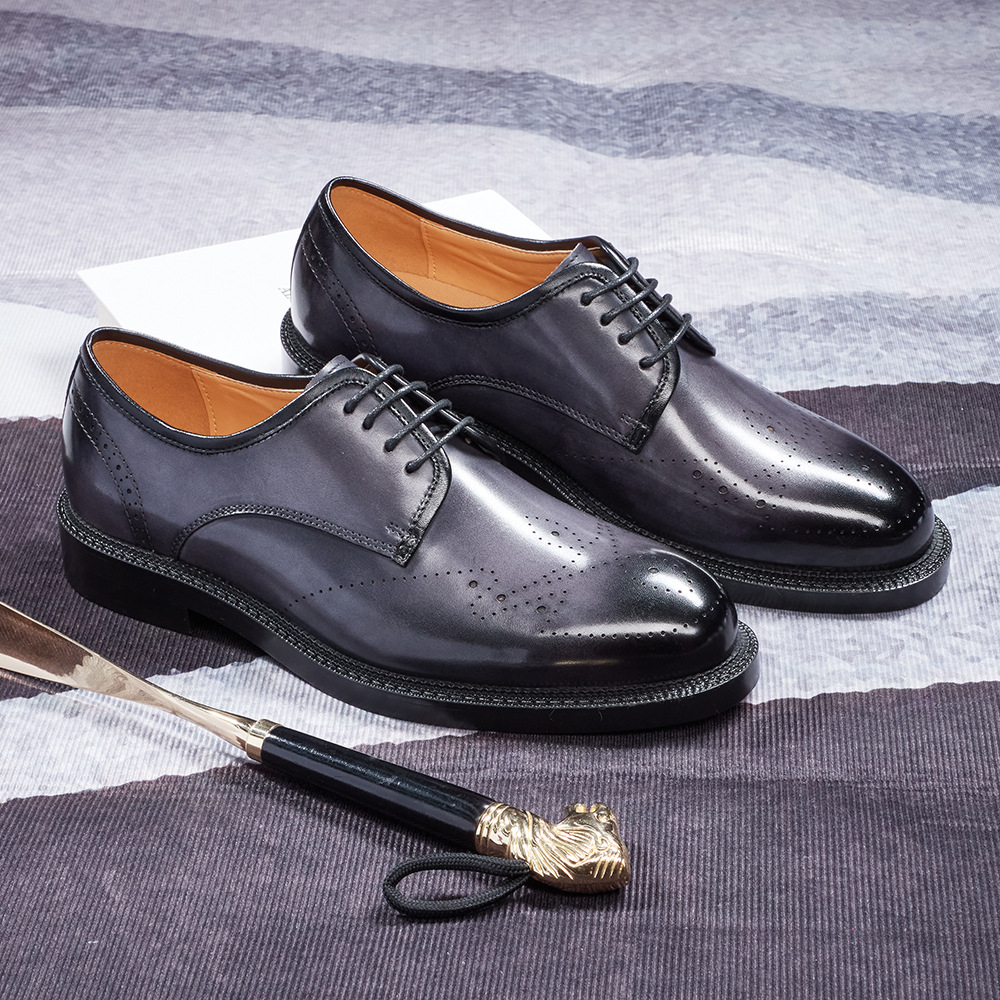 Genuine Leather Brogue Platform Men's Shoes
