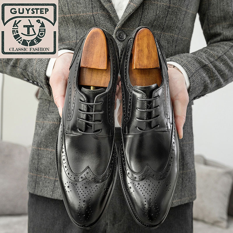 GUYSTEP™-New British style men's genuine leather shoes carved brogues