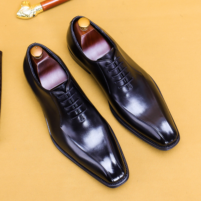 Men's stylish genuine leather pointed toe oxford shoes