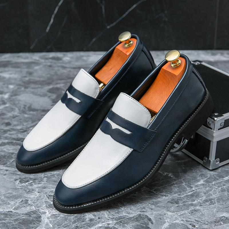 Men's simple colorblock design casual loafers