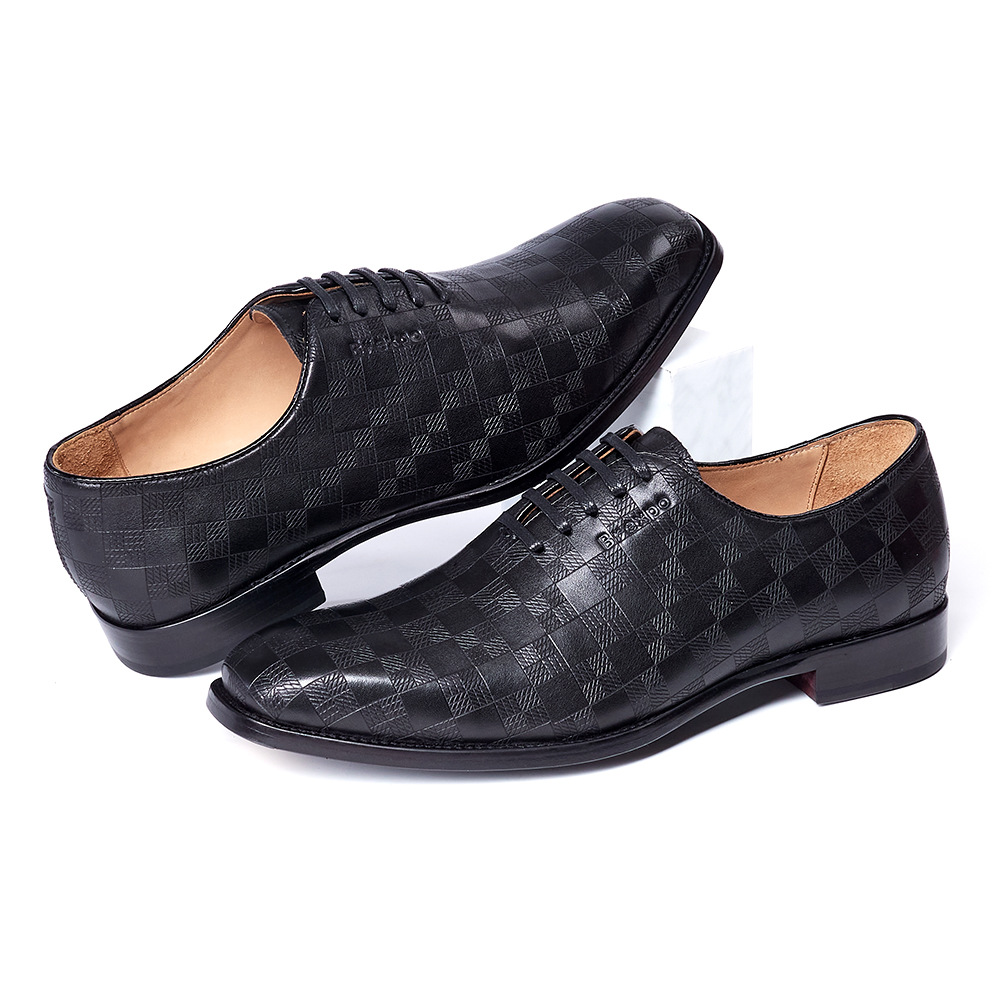 Men's handmade glossy genuine leather Oxford shoes