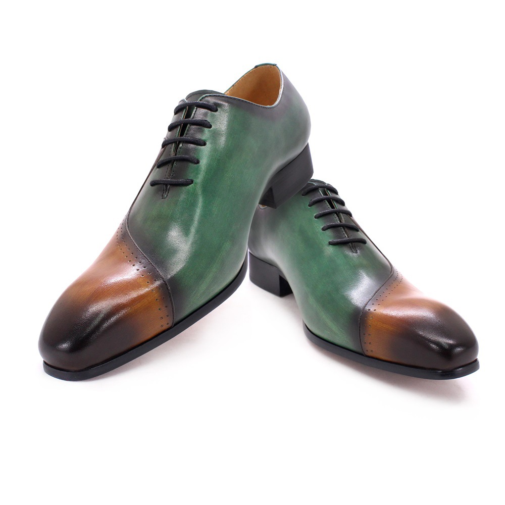 Men's leather shoes cross-border e-commerce hot-selling cowhide leather shoes business men's shoes color matching personality formal men's genuine leather Oxford shoes