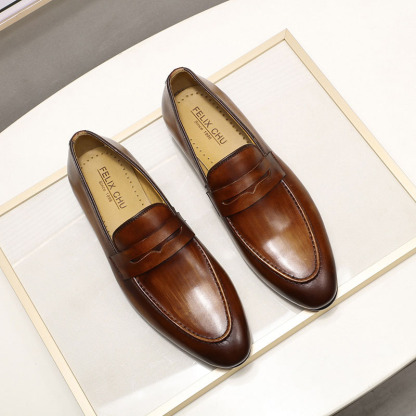 [Copy]2025 Men's leather double buckle casual monk shoes