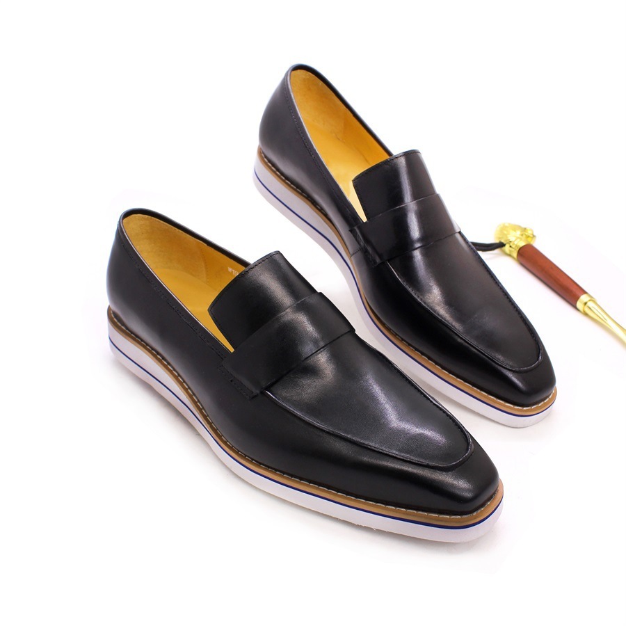 GUYSTEP-Italian Men Slip On Casual Dress Shoes Genuine Leather Monk Strap Business Suit Shoes