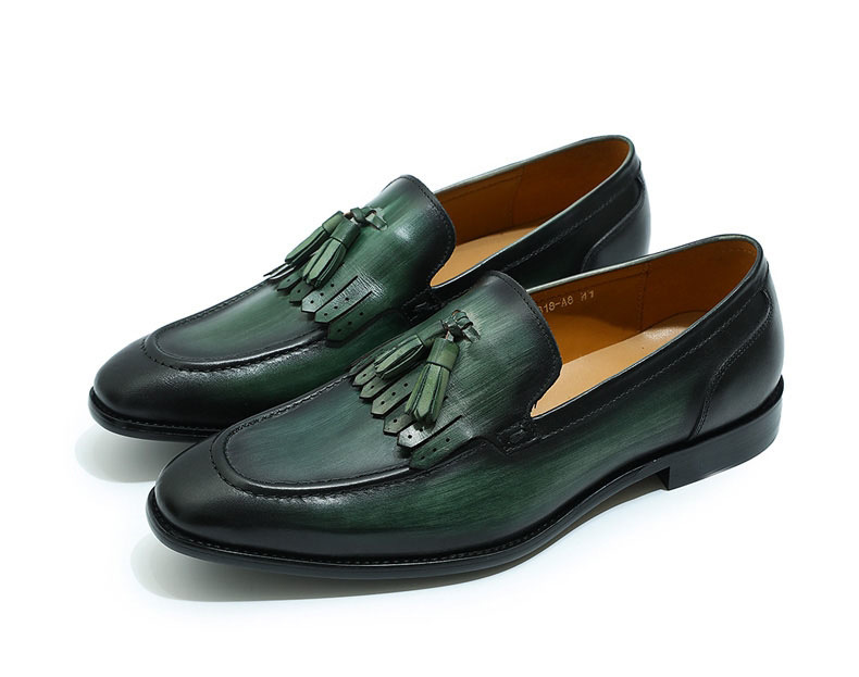 British style leather tassel handmade men's shoes