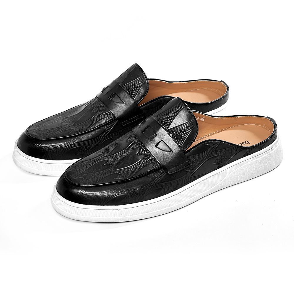 2024 Loafers Cowhide Men's Shoes with Double Toe Slippers Outdoor Casual Men's Shoes Factory Cross-border Supply