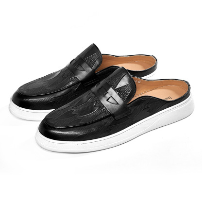 2024 Loafers Cowhide Men's Shoes with Double Toe Slippers Outdoor Casual Men's Shoes Factory Cross-border Supply