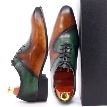 Men's leather shoes cross-border e-commerce hot-selling cowhide leather shoes business men's shoes color matching personality formal men's genuine leather Oxford shoes