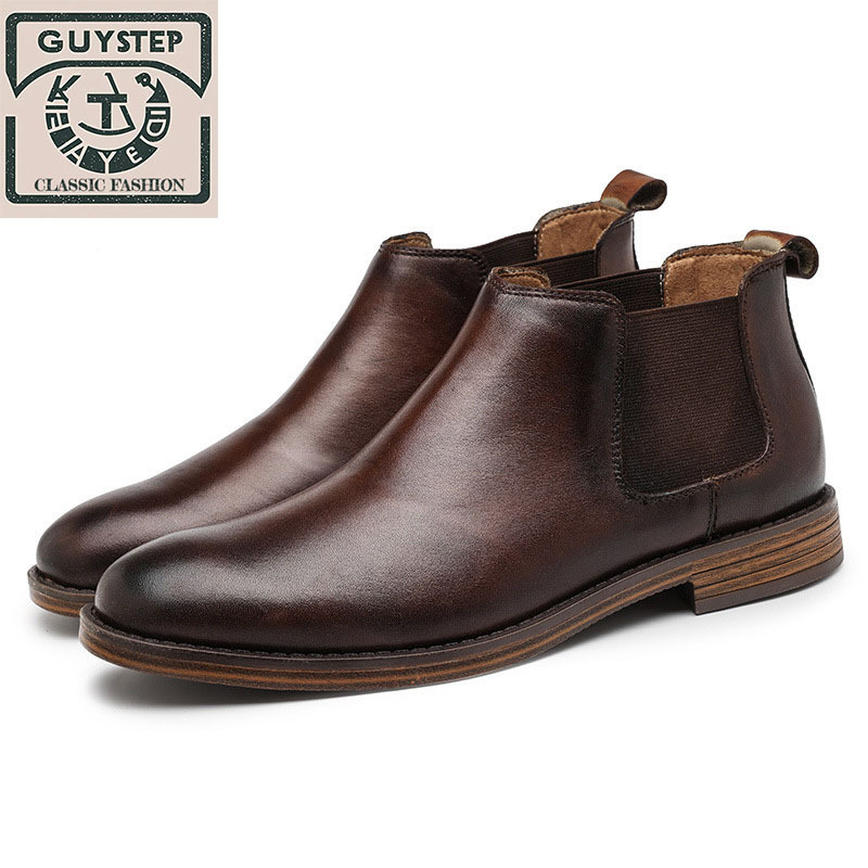 GUYSTEP™-Vintage top layer leather men's Chelsea boots