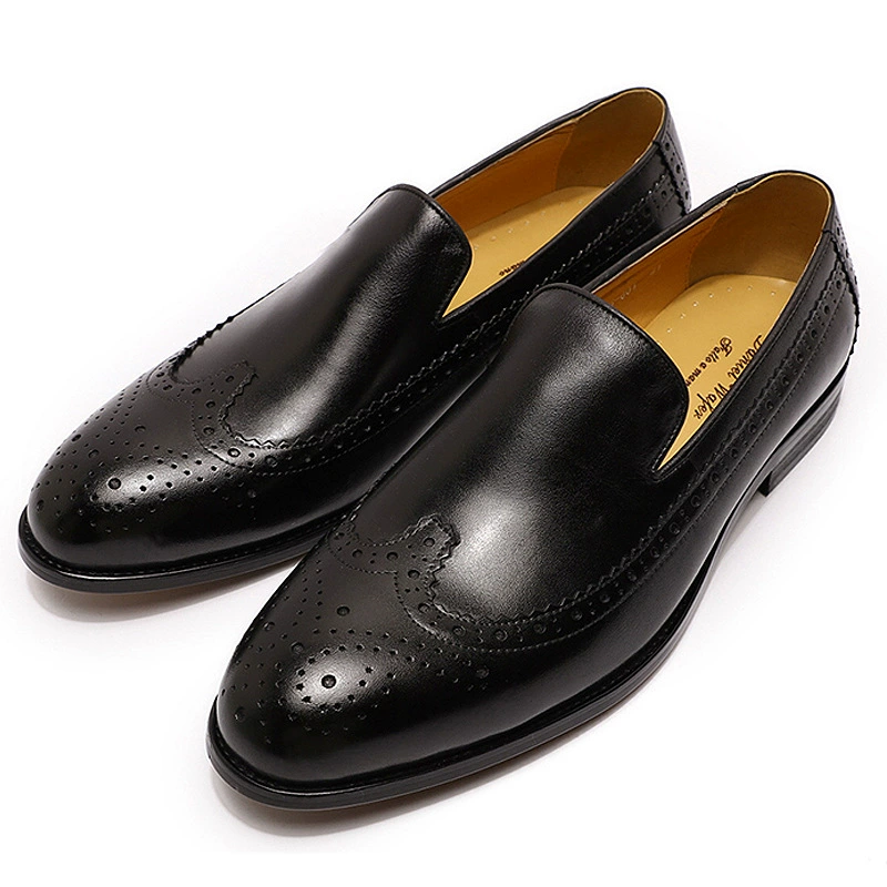 Men's simple round toe leather casual loafers