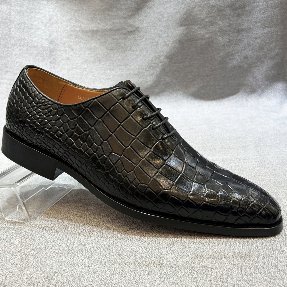 Fashionable Crocodile Pattern Low-top Business Lace-up Oxford Shoes