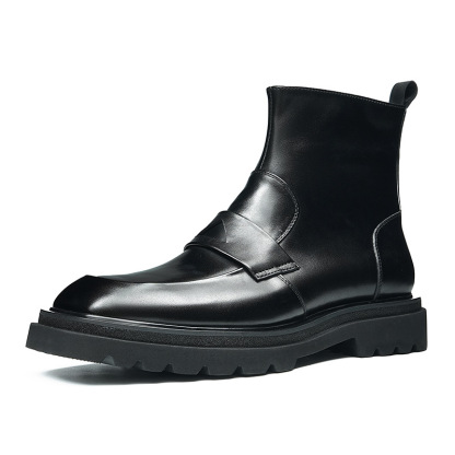 Men's Leather Ankle Boots in Black and Brown with Chunky Soles