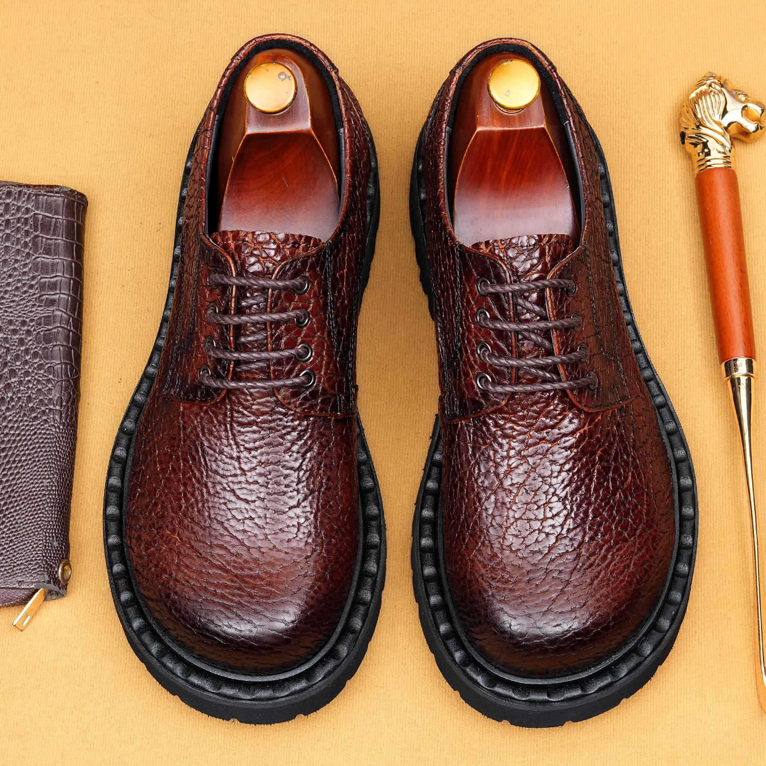 New Genuine Leather Casual British Style Breathable Top Layer Round Toe Shoes